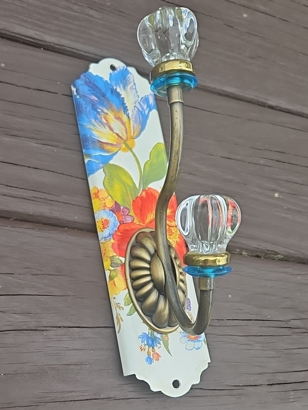Functional Floral Glass-Knob Wall Hook in Multi-Color, Retired